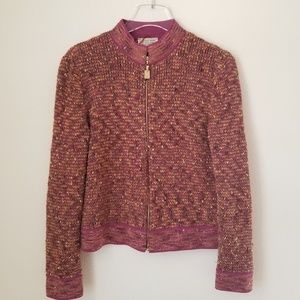 St John Sport Pink Cropped Zipper Sweater Jacket